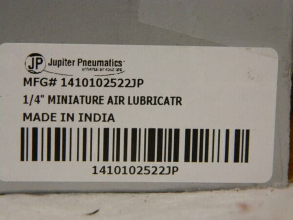 Jupiter Pneumatics Miniature Modular Lubricator 1/4" NPT 145 Max psi1410102522JP