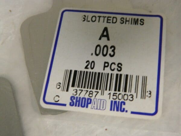 ShopAid Slotted Shim Stock 2" Long x 2" Wide x 0.003" Thick Qty 40 00054379