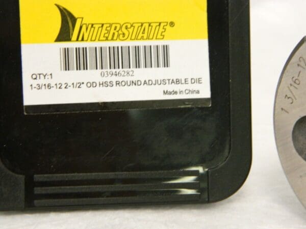 Interstate HSS Round Adjustable Die 1-3/16 - 12 UNS 03946282