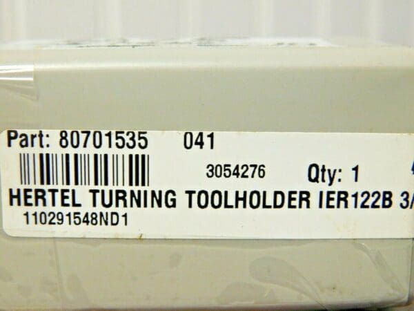 Hertel Turning Toolholder RH External 3/4" Shank Diam IER122B 80701535