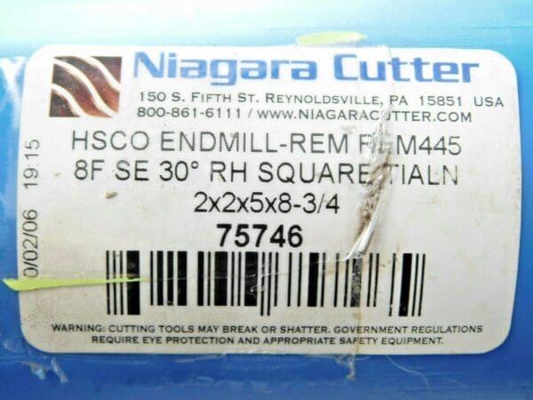 Niagara Cobalt Roughing End Mill TiAlN RH 2" Dia x 5" LOC x 8-3/4" OAL 8F N75746