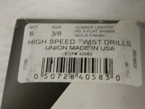 Viking Drill High Speed Jobber Length Drill 3/8" HD-3 Flat Shank Qty 12 40583