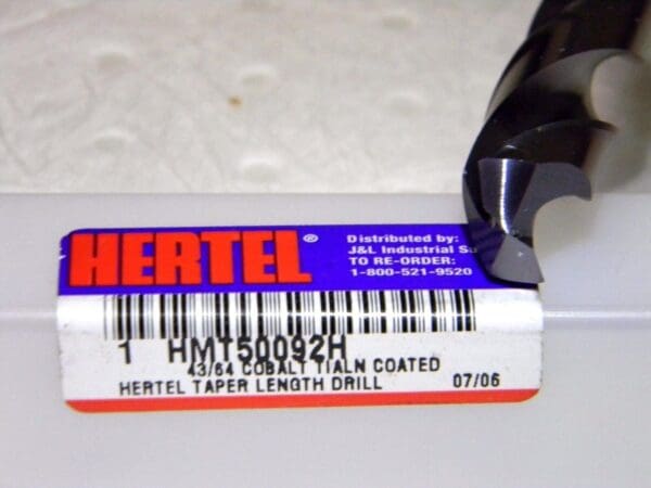 Hertel Taper Length Drill 43/64" Dia. Cobalt TiAlN 135° HMT50092H