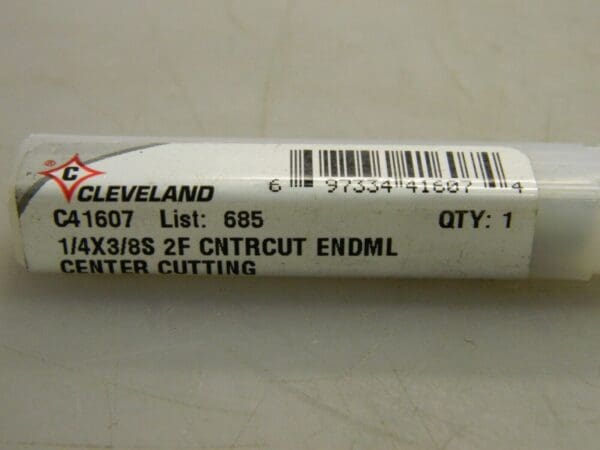 Cleveland SQR End Mills 1/4" Dia 1/2" LOC 3/8" Shank Dia 2FL HSS QTY 2 C41607