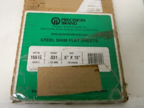 Precision Brand Shim Sheet Stock 18" Long x 6" Wide x 0.031" Thick Qty 10 16915