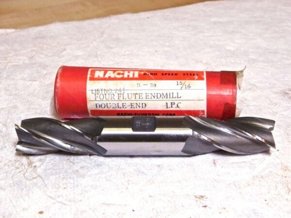 Nachi HSS Dbl Sq End Mill 15/16” Diameter 1” Shank Diameter 4Fl 6-3/8” OAL B-30