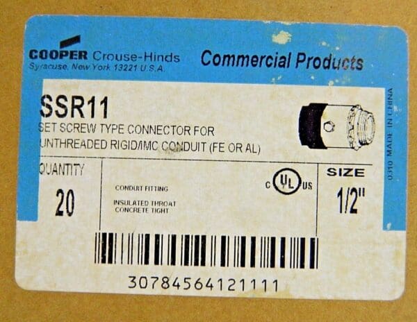 Cooper Crouse-Hinds Set Screw Rigid Intermediate Connectors 1/2" Qty 20 SSR11