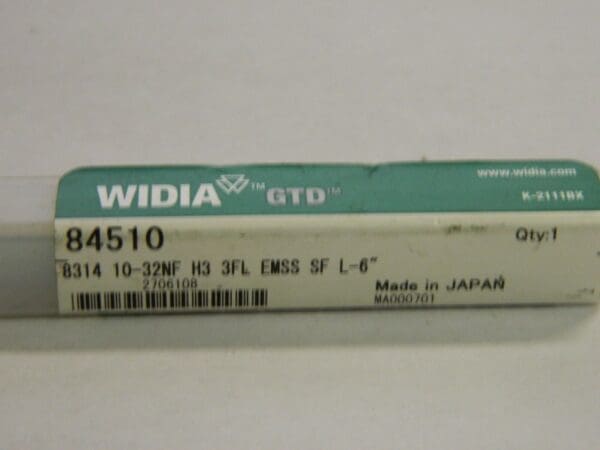 Widia GTD 10-32 NF 3-Flute EMSS Mod Bottom Spiral Flute Tap 84510