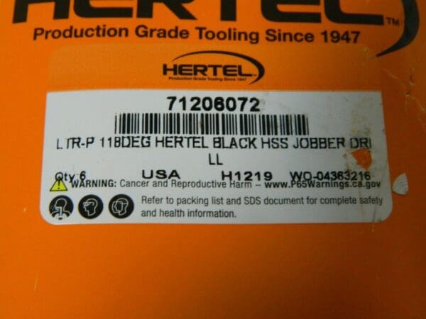 Hertel Letter P 118° High Speed Steel Jobber Drill Qty 12 71206072