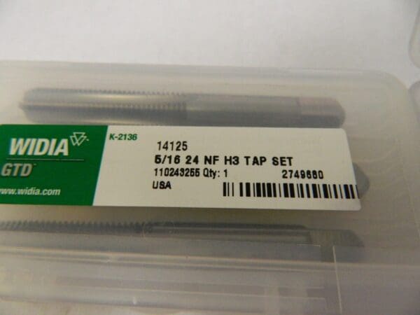 Widia 5/16-24 H3 4 Fl Bott Plug Taper Chamfer HSS Tap Set QTY 2 Sets 14125