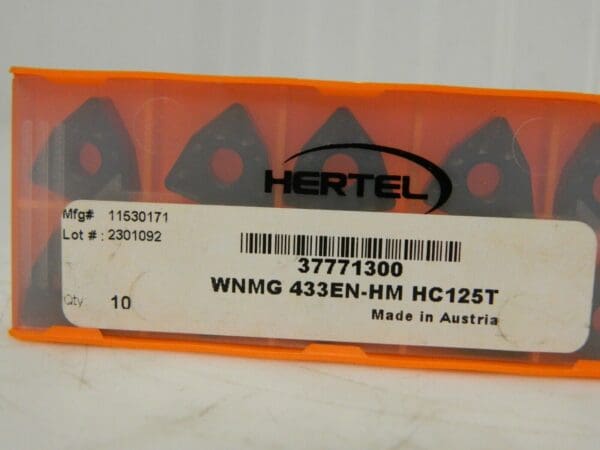 Hertel Carbide Insert WNMG 433EN-HM Grade HC125T Qty 10 37771300