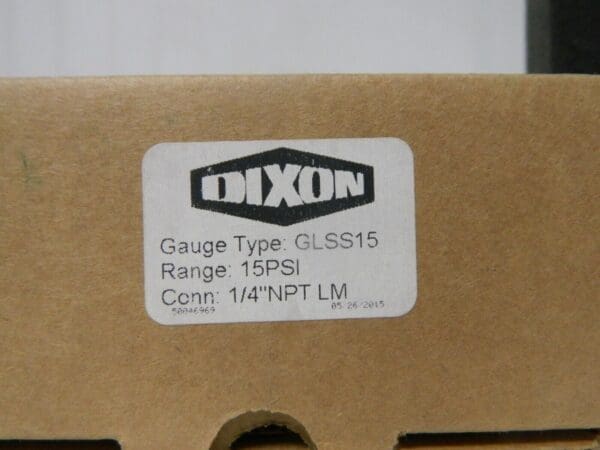 Dixon Pressure Gauge 2-1/2" Dial 1/4 Thread 0-15 Scale Range DV-00264