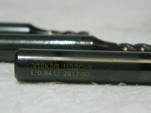 HSS Sq End Mill 3/16" 1/2" LOC 3/8" Shank Dia 2-3/8" OAL 4 FL Qty 3 20550-3