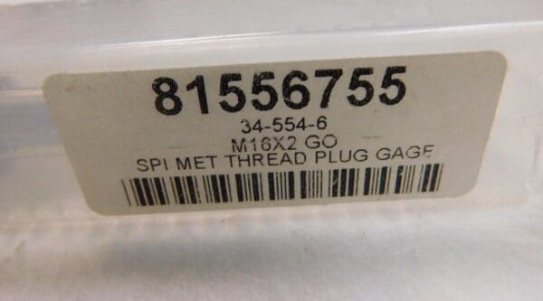 SPI Single End Plug Thread Go Gage M16 x 2 mm Class 6H 34-554-6