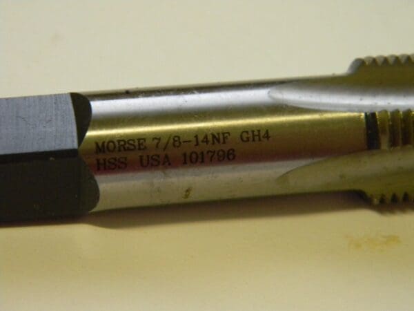 Morse Cutting Tools Hand Tap 7/8"-14NF GH4 4FL HSS Bright 32478