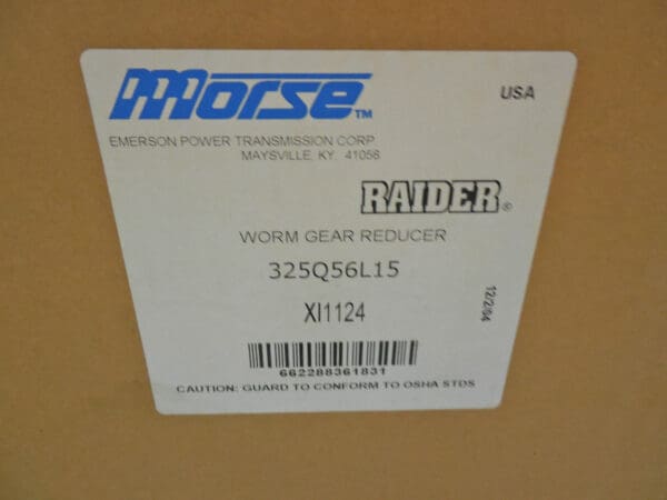 Morse Raider 15:1 Left Output C-Face Worm Gear Reducer 325Q56L15