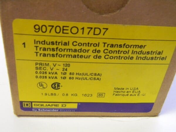 Square D Control Transformer 25 VA Top Mount Fuse Block 9070EO17D7