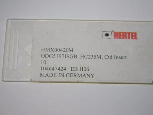 Hertel Carbide Inserts ODG5197ISGB Grade HC235M Qty. 10 #HMX00420M