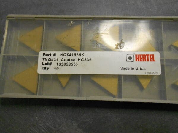 Hertel TNG431 HC335 Indexable Turning Inserts Lot of 10 USA #HCX41535K