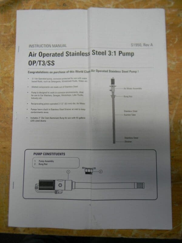 Pro-Lube Aluminum/Steel Water-Based Air-Operated Pump for 55 gal Container