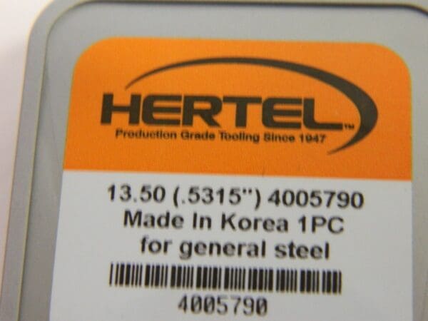 Hertel Drilling Series Hmd 13.5mm Diam Grade Hc125md 140° Replaceable D 4005790