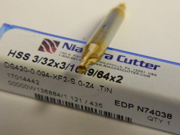 NIAGARA 3/32" SIZE, 9/64" LOC 4 FL HIGH SPEED STEEL MINIATURE END MILL QTY 2