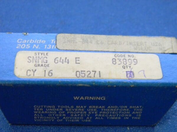 TRW Carbide Inserts SNMG644E Grade CY16 Qty. 7