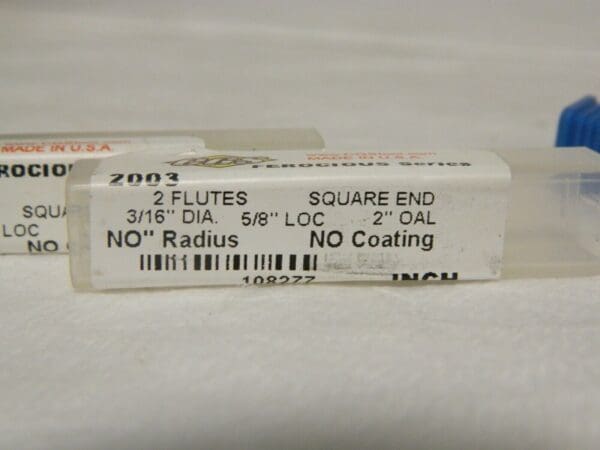 CGS SC Sq End Mill 3/16" 5/8" LOC 3/16" Diam 2" OAL 2 FL Qty 2 05710595