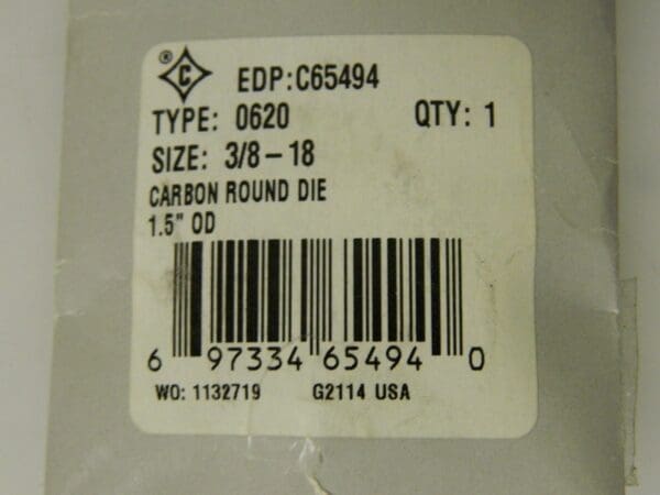 Cle-Line Carbon Steel Round Adjustable Die 3/8-18 1-1/2" QTY 2 C65494