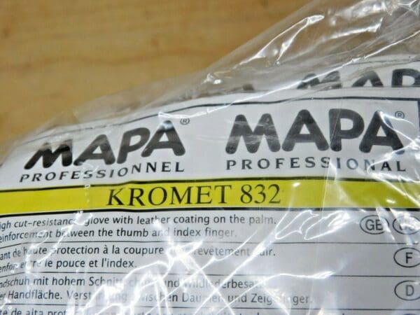 12 PAIRS MAPA Kromet Cut Resistant Gloves HDPE w/Leather Palm Size 8/M 832418