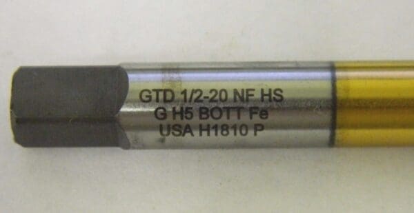 Widia GTD Bottoming Thread Forming Tap 1/2"-20 NF H5 FE TiN HSS #18353