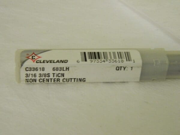 Cleveland Single Square End Mill 3/16" x 1/2" 4FL HSS C33618