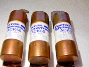 Ferraz Shawmut Forklift and Truck Time Delay Fuses 60A 125VAC/DC Qty. 3 ACK60