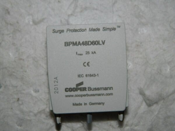 Cooper Thermoplastic Hardwired Surge Protector 1 Pole 1PH 7.5 kA BPMA48D60LV