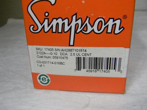 Simpson Analog Panel AmMeter 0 to10 ADC 2.5 UL Century Series #17405