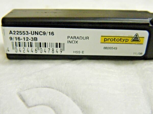 Prototyp HSS Machine Tap Paradur Inox 9/16"-12 3B 39º 4FL A22553-UNC9/16