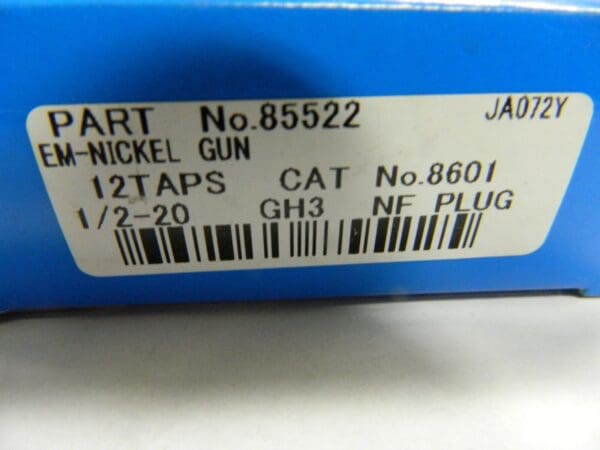 Greenfield 1/2 - 20 GH3 NF 3FL Cobalt Plug Tap EM-Nickel Gun Model 85522