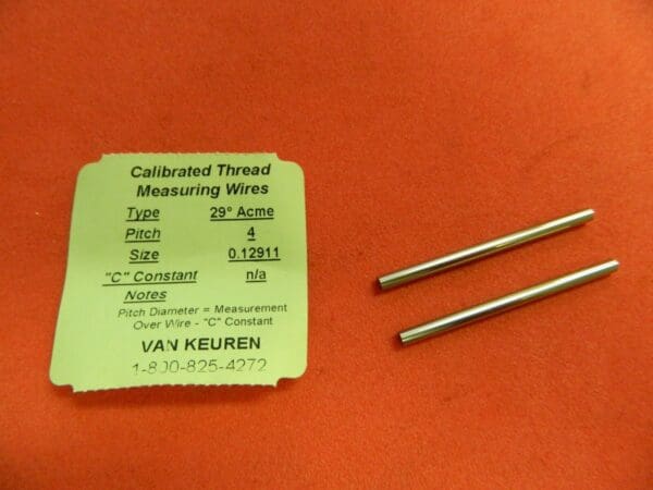 Van Keuren Thread Measuring Wires .12911" Dia. 29° Acme