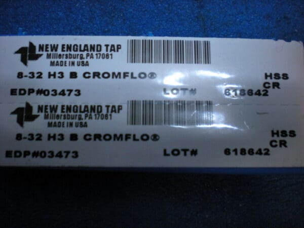 New England Tap #03473 8-32 NC HSS H3 Bright Bottoming Hand Taps