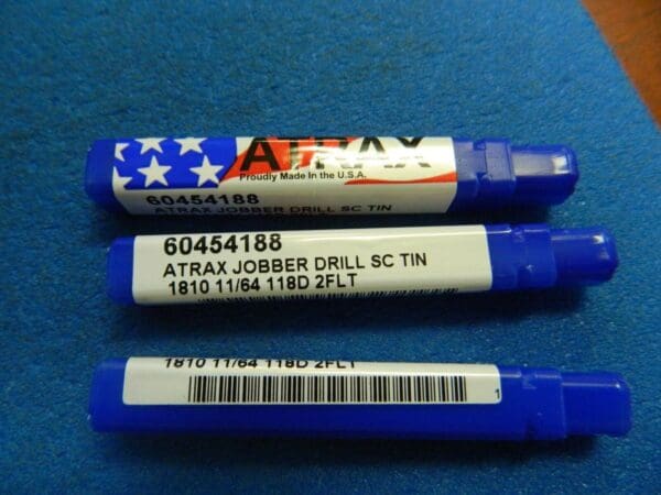 Atrax Jobber Drill 11/64" 118° 2FL Solid Carbide TiN Qty. 3 USA #60454188