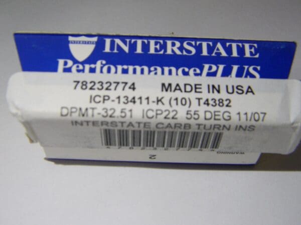 Interstate Carbide Inserts Qty 10 ICP-13411-K T4382 DPMT-32.51 Grade ICP22