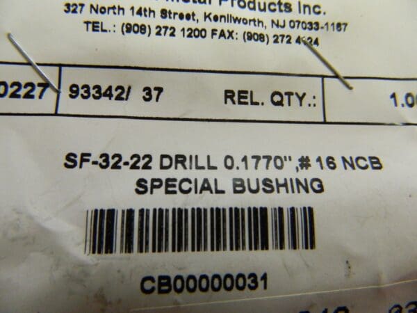 Boneham SF-32-22 16 Metal Products Inc Slip-Fixed Renewable drill bushings