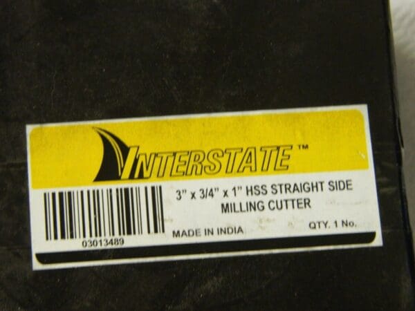 Interstate HSS Straight Teeth Side Milling Cutter 3" x 3/4" x 1" 03013489