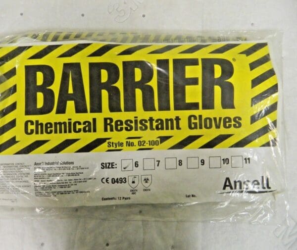 Ansell Barrier Chemical Resistant Gloves Size 6 (S) Qty. 12 Pairs #02-100