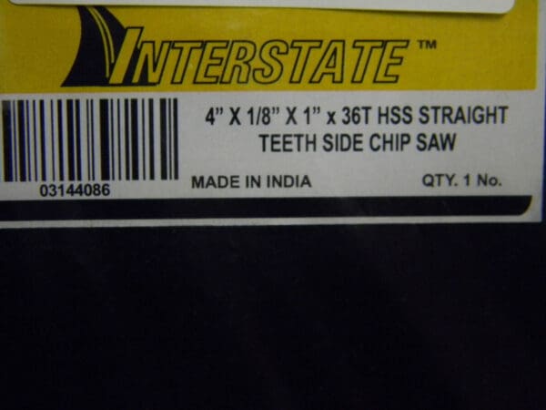 Interstate 4" x 1/8" x 1" 36Teeth HSS Straight Teeth Side Chip Saw #03144086