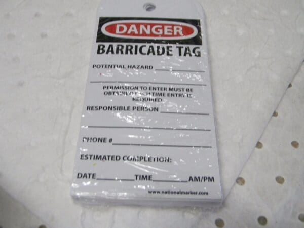 NMC 6" x 3" Danger Barricade Tags Pack of 25 RPT172