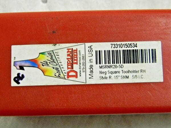 Dorian Tool Negative Rake Indexable Turning Toolholder RH MSRNR20-5D 73310150534