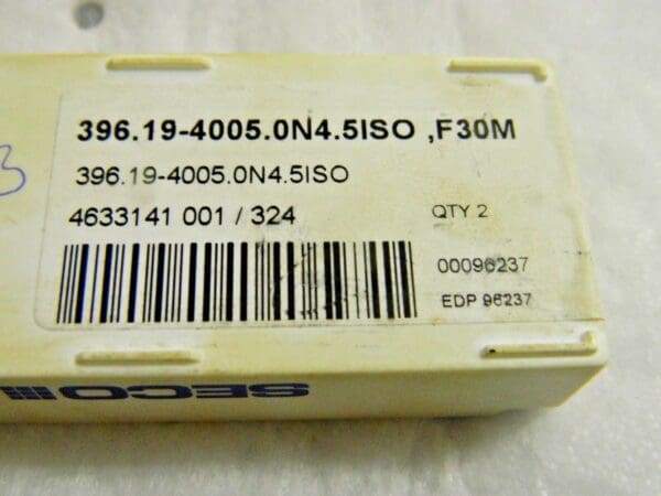 Seco Carbide Thread Mill Inserts 396.19-4005.0N4.51SO Grade F30M Qty 2 96237