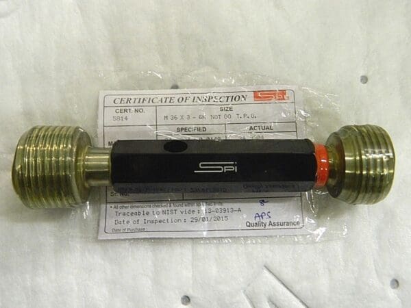 SPI Double End Plug Thread Go/No Go Gage M36x3-6H 34-646-0