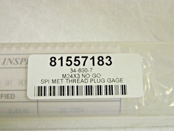 SPI Single End Plug Thread No Go Gage M24x3 6H 34-600-7 81557183